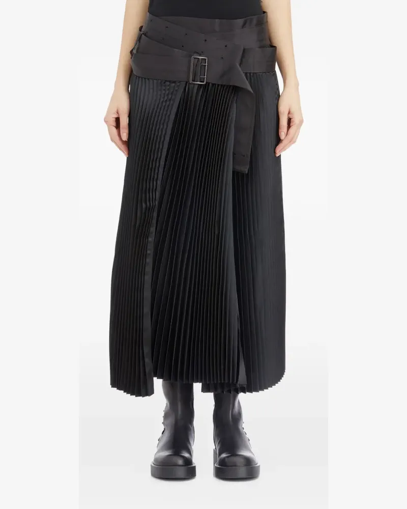Junya Watanabe pleated belted maxi skirt - Schwarz Schwarz