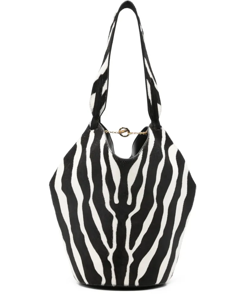 KHAITE mini zebra-print tote bag - Schwarz Schwarz