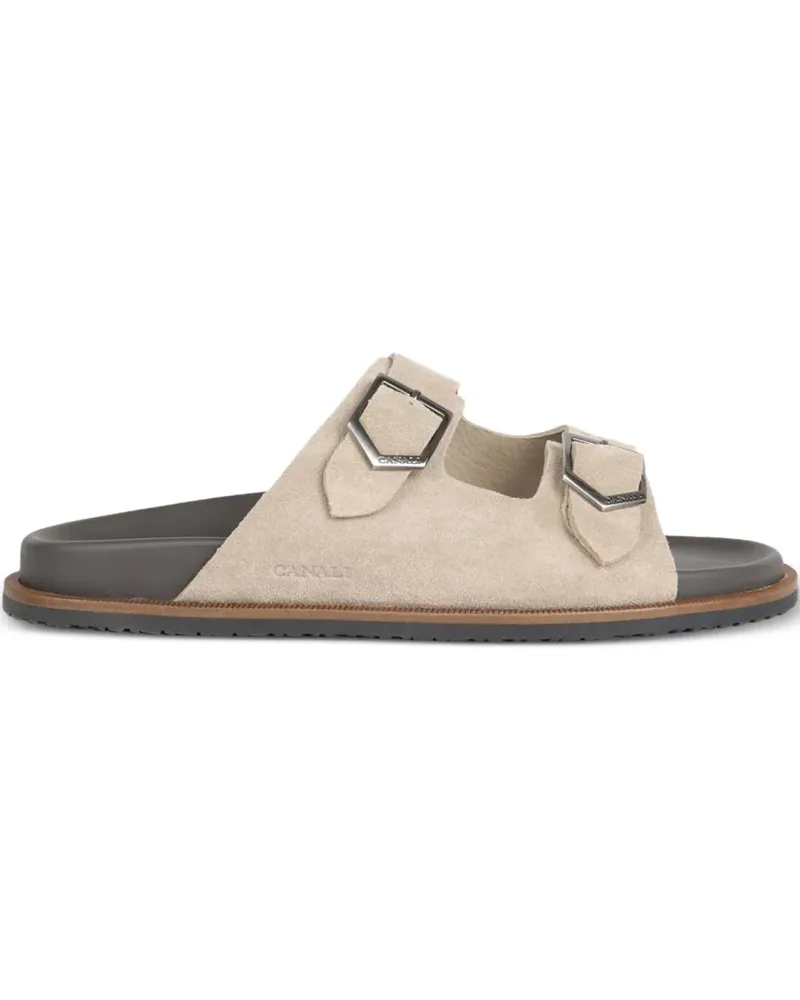 Canali Sandalen aus Wildleder mit doppelter Schnalle - Nude Nude