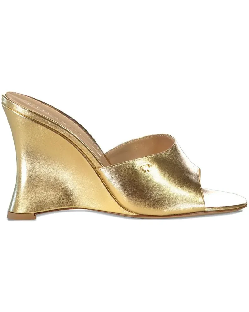 Gianvito Rossi 95mm metallic leather wedge sandals - Gold Gold