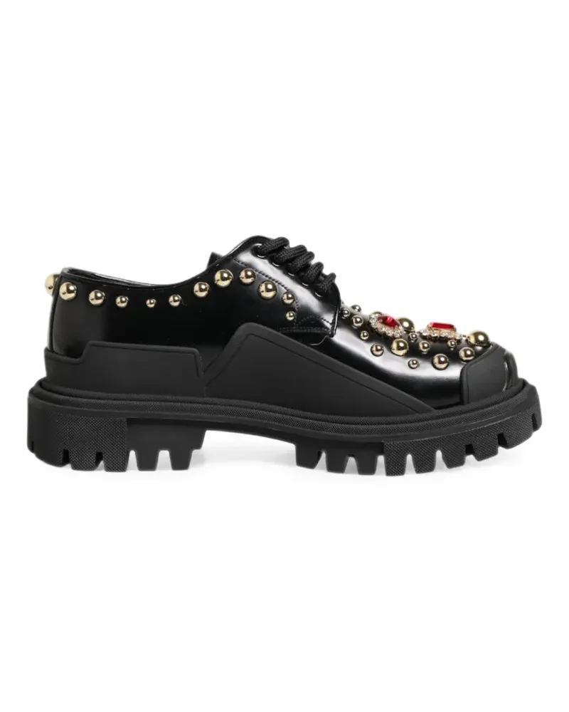 Dolce & Gabbana crystal-embellished studded Derby shoes - Schwarz Schwarz