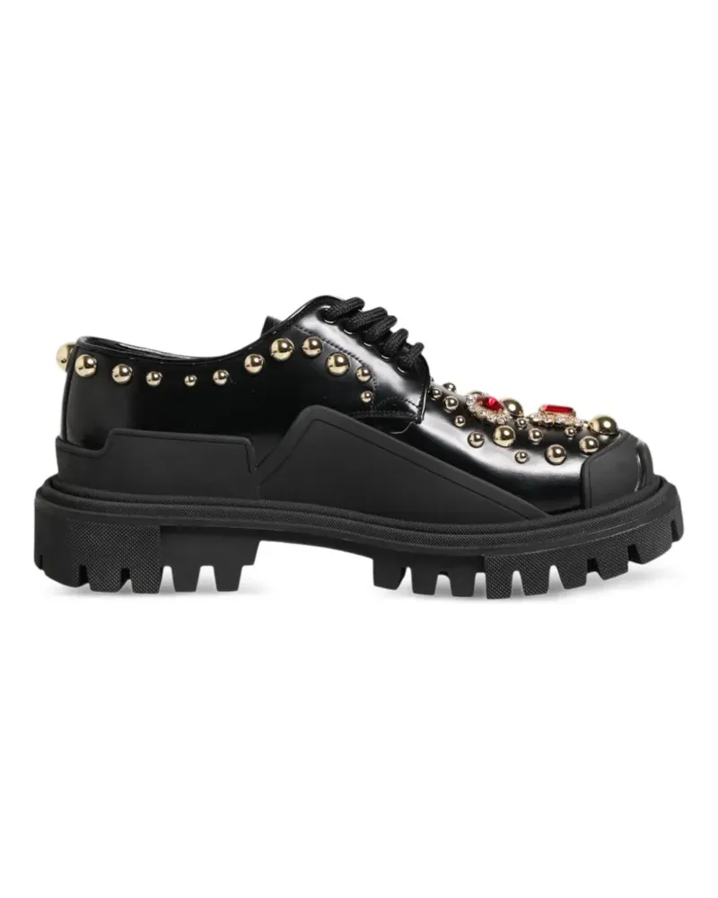 Dolce & Gabbana Derby-Schuhe mit Kristallen und Nieten - Schwarz Schwarz