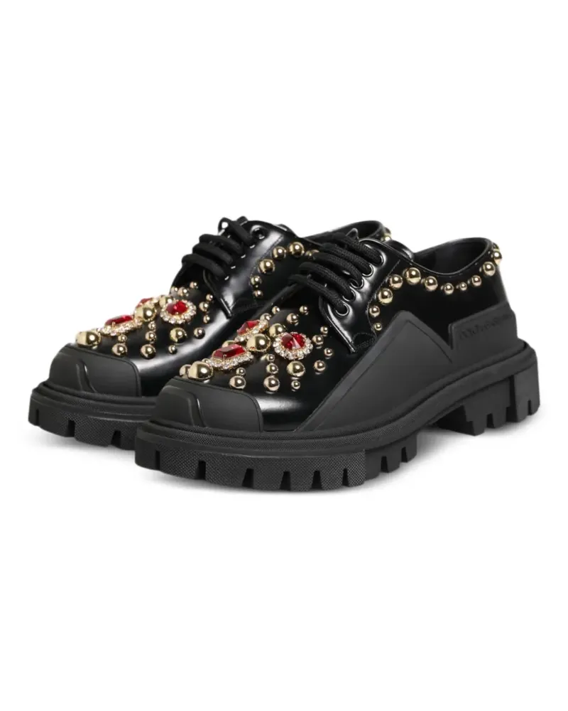 Dolce & Gabbana Derby-Schuhe mit Kristallen und Nieten - Schwarz Schwarz