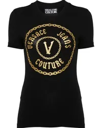 Versace Jeans T-Shirt mit Logo-Print Schwarz