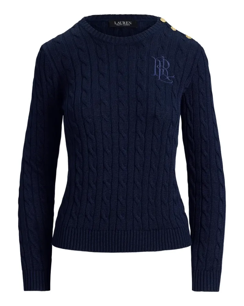Ralph Lauren Zopfmuster-Pullover mit Knopfdetail - Blau Blau