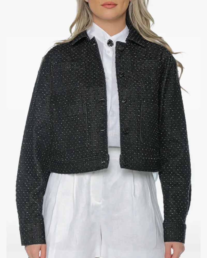 Armani Exchange Cropped-Jacke mit Strassverzierung - Schwarz Schwarz