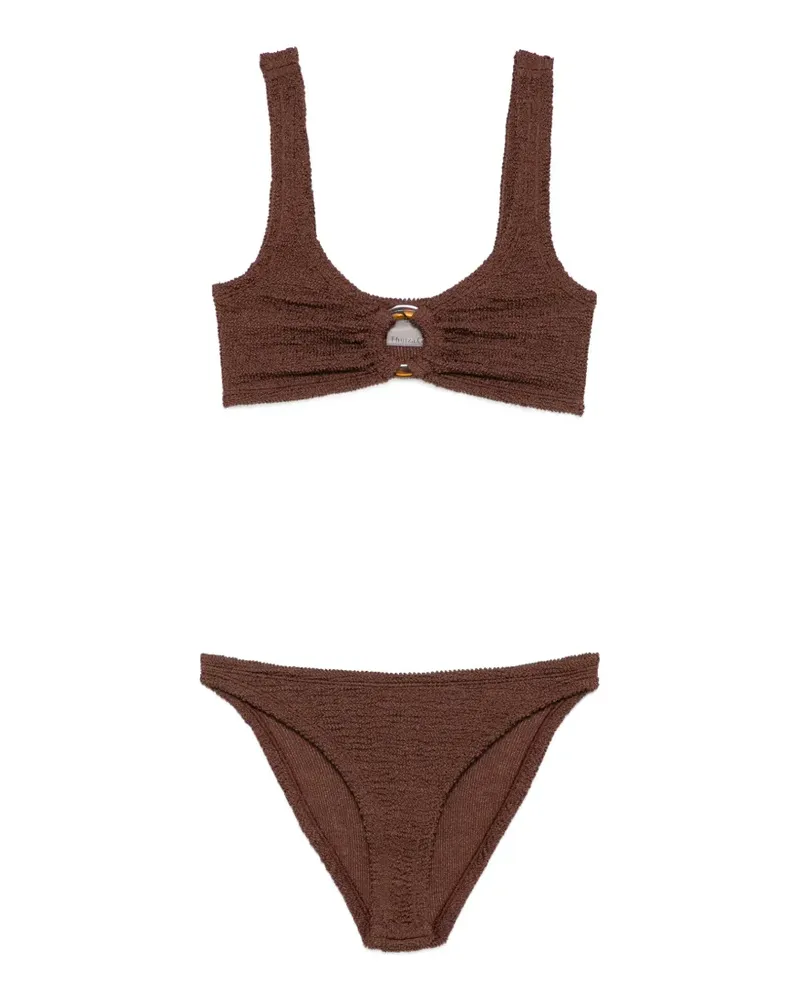 Hunza G Julia Bikini in Knitteroptik mit Ringdetail - Braun Braun