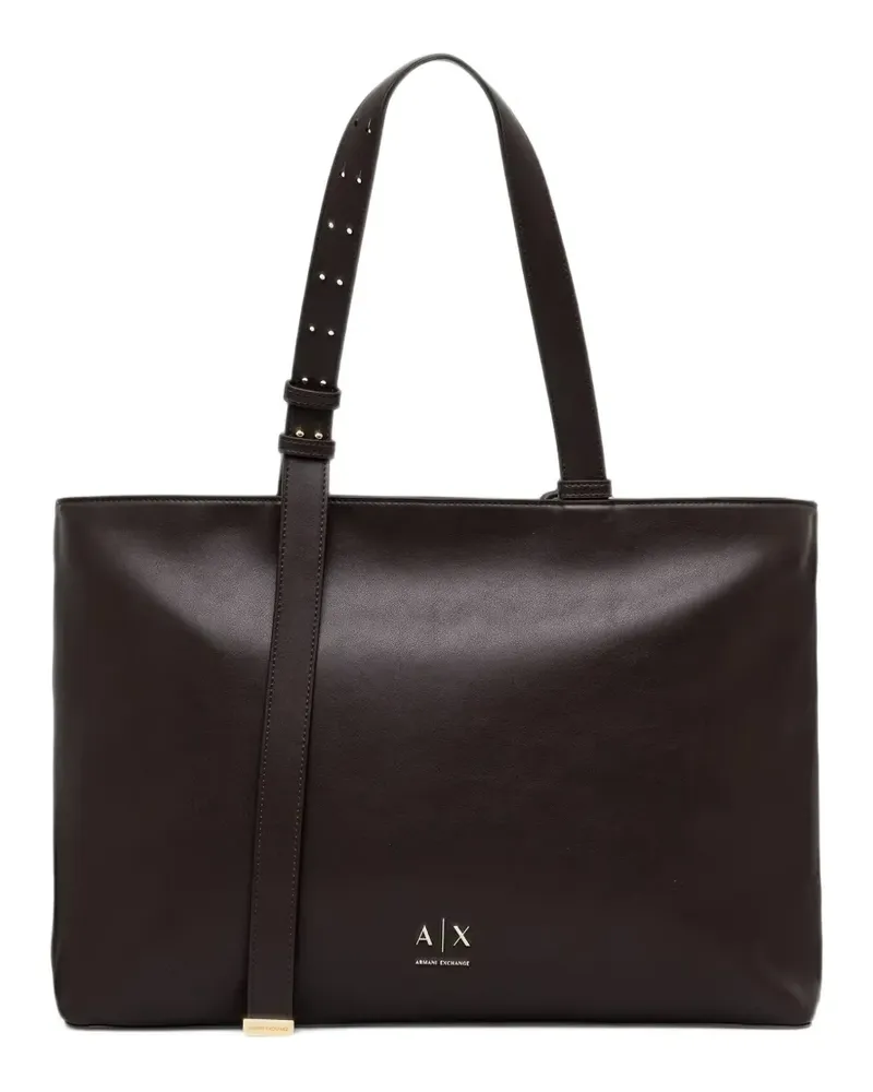 Armani Exchange Schultertasche mit Logoplakette und Schnallenriemen - Braun Braun
