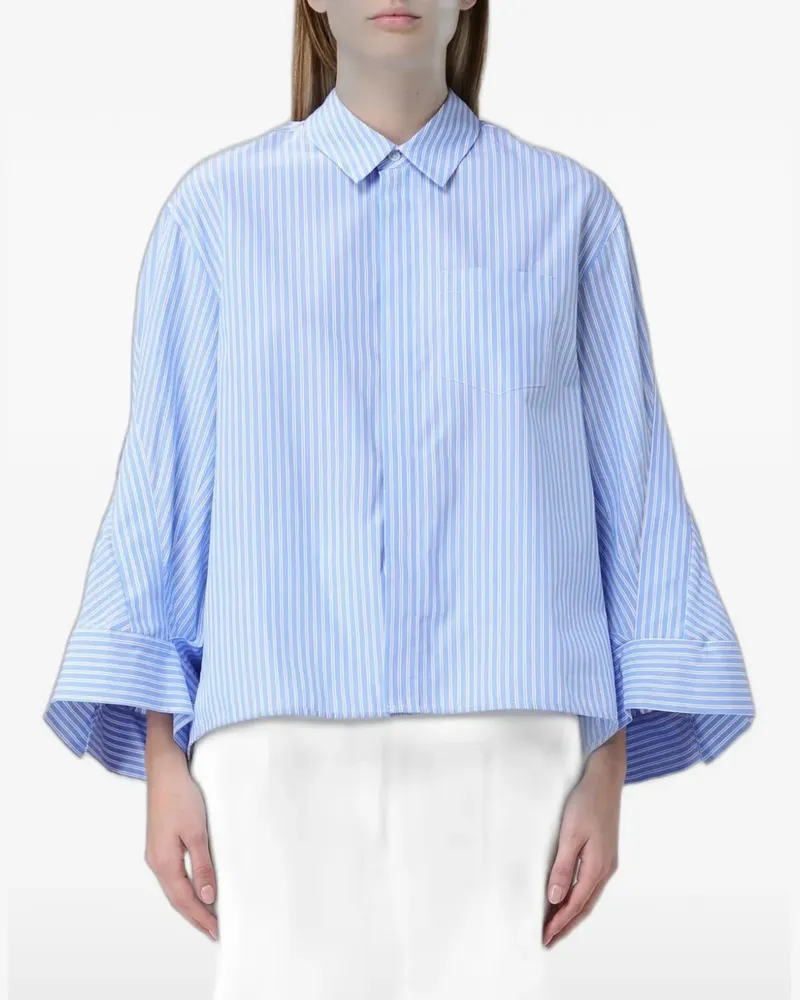 MEIMEIJ vertical-stripe flared-sleeve shirt - Blau Blau
