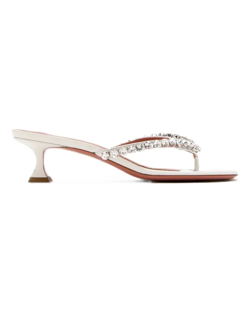 Amina Muaddi crystal-embellished leather sandals - Weiß Weiß