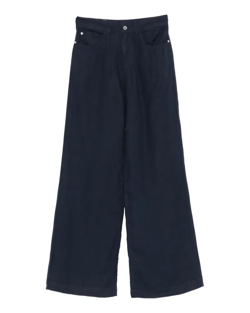 Emporio Armani wide-leg linen trousers - Blau Blau