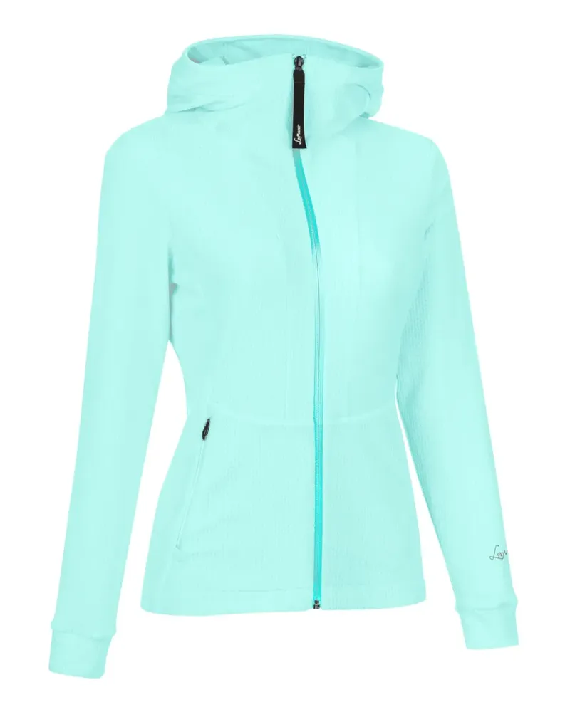 LaMunt Silvia Jacke mit Waffelstrickmuster und Reißverschluss - Blau Blau