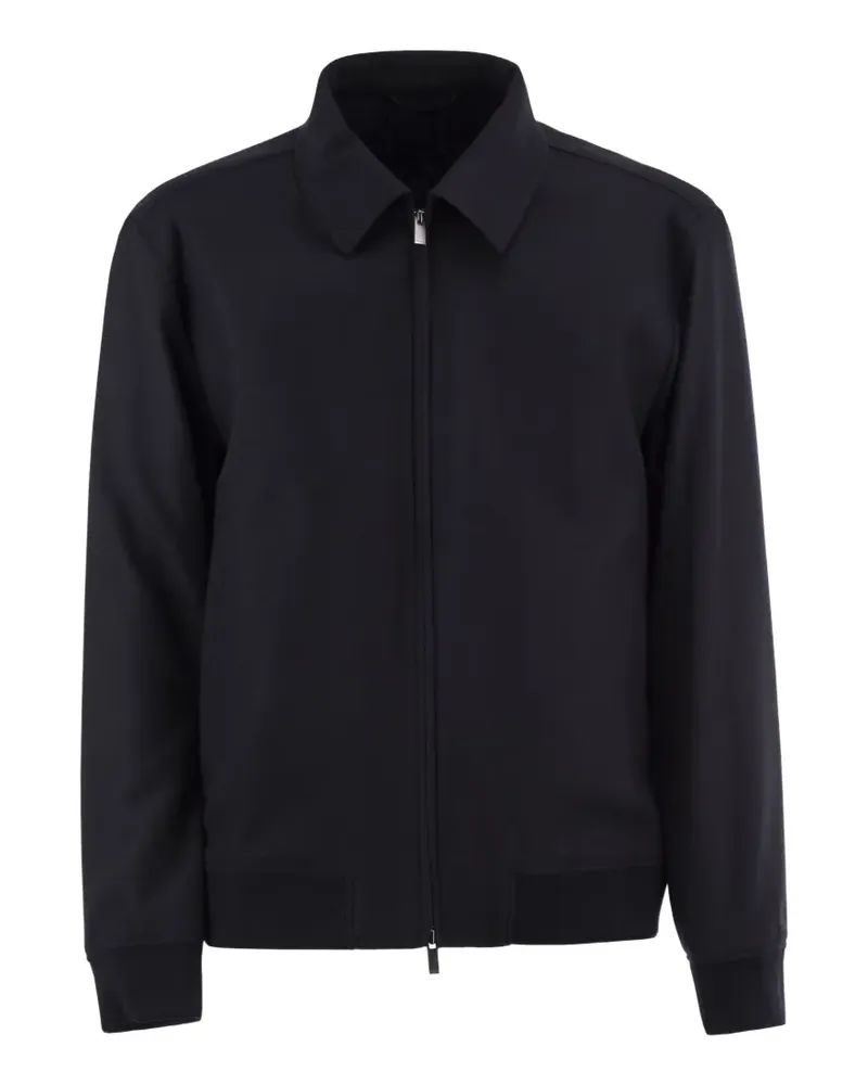 HUGO BOSS Schmale Jacke aus Schurwolle und Flanell - Blau Blau