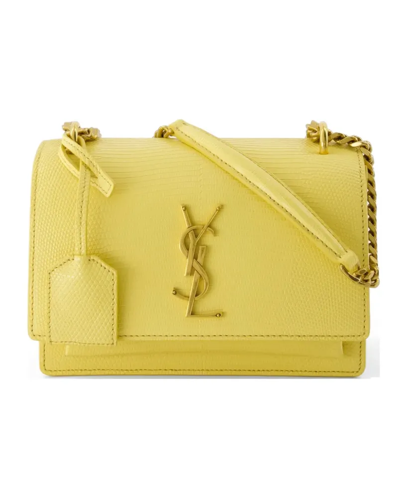 Saint Laurent small Sunset lizard-effect shoulder bag - Gelb Gelb