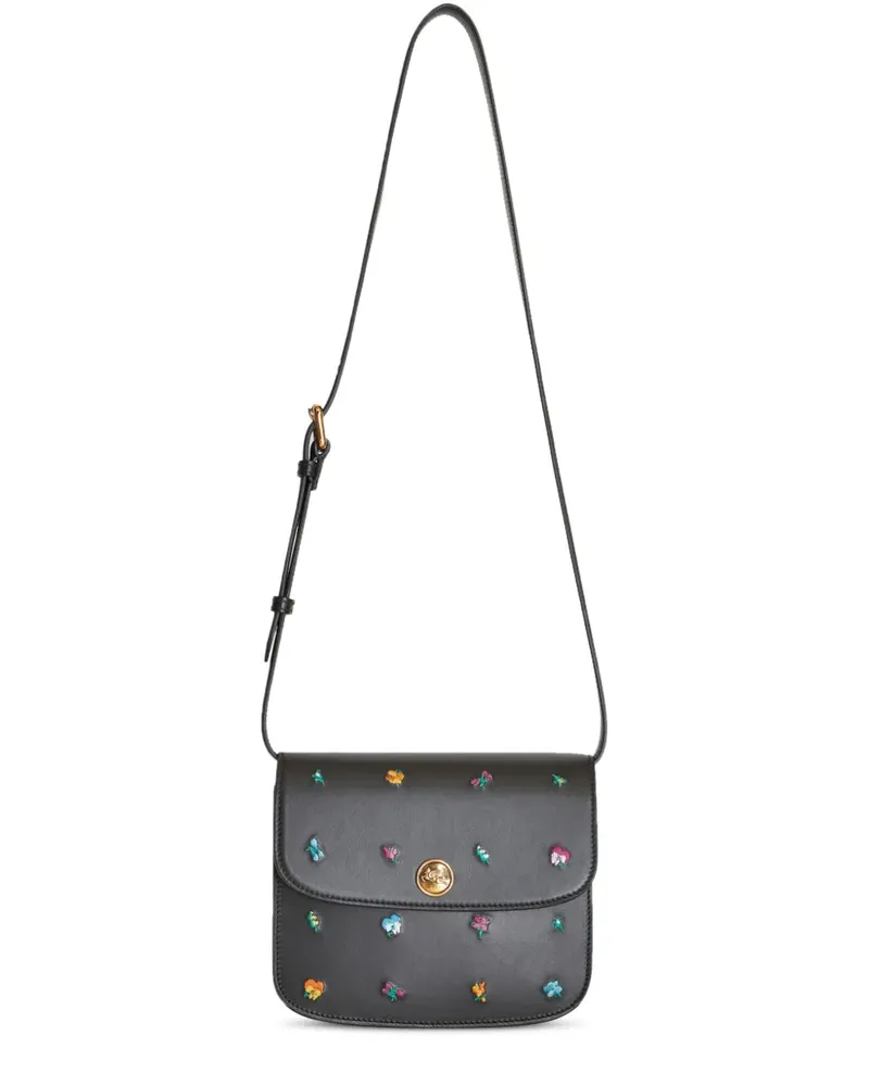 Etro Kleine Essential Schultertasche mit Blumenstickerei - Schwarz Schwarz
