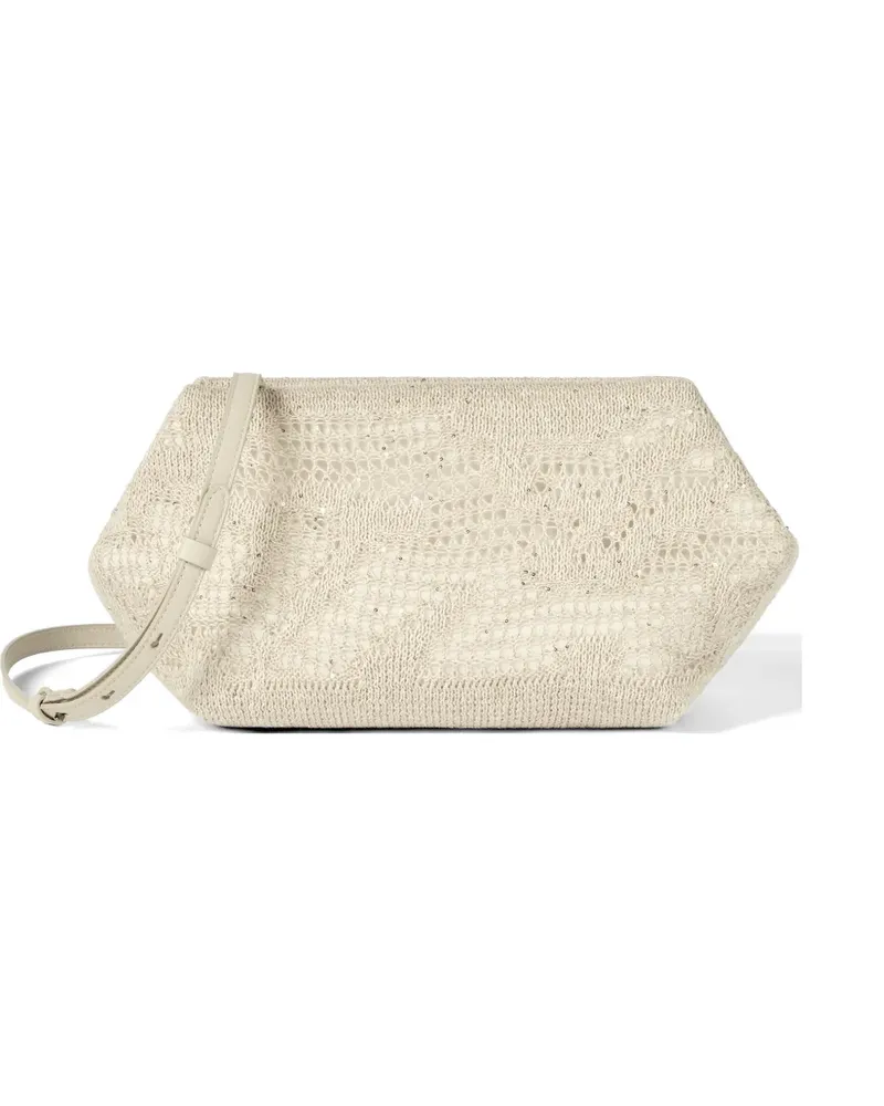 Brunello Cucinelli Tasche aus Leinen-Baumwoll-Strick mit „Dazzling Water Lilies“-Design - Nude Nude