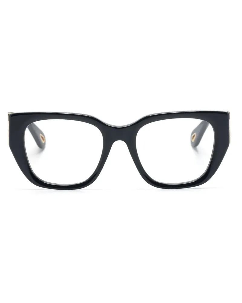 Chloé Eckige Brille mit Logo-Schild - Blau Blau