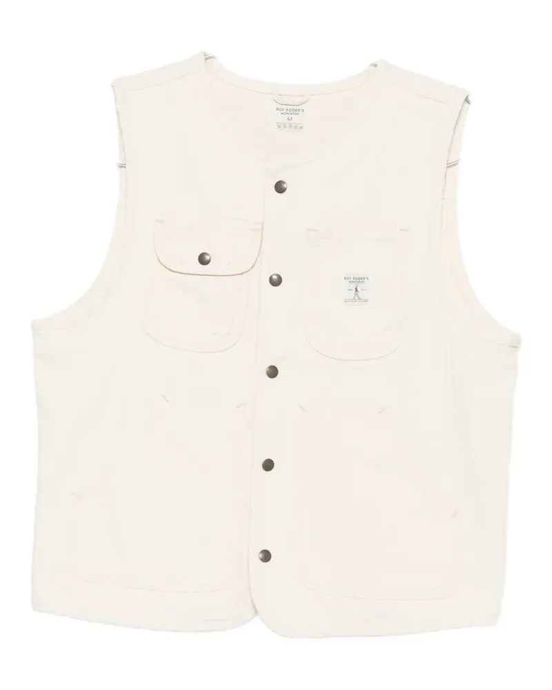 Roy Roger's multi-pocket sleeveless gilet - Weiß Weiß