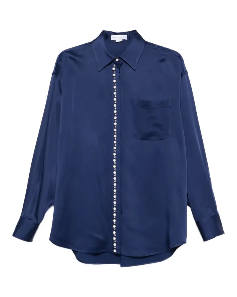 Stella McCartney pearl-embellished pocket shirt - Blau Blau