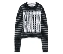 Pullover mit Intarsien-Logo - Schwarz