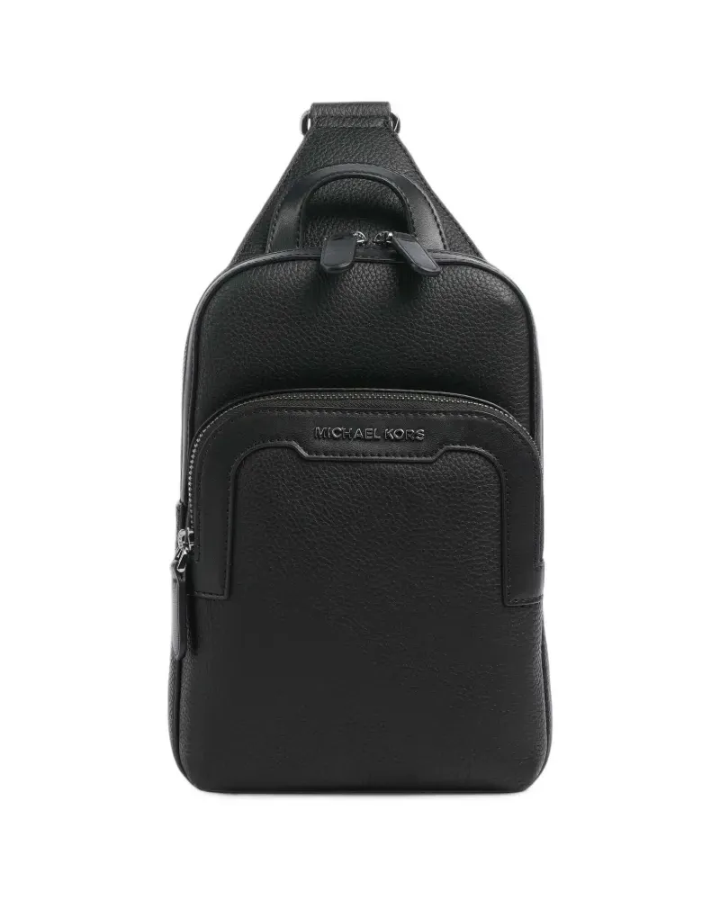 Michael Kors Mittelgroße Hudson Schultertasche aus gekörntem Leder - Schwarz Schwarz