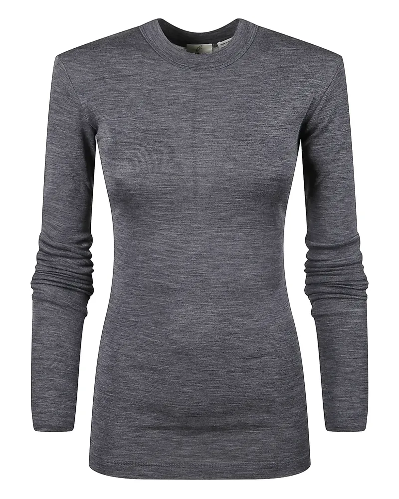 BITE Studios Langarmshirt aus Strickjersey - Grau Grau