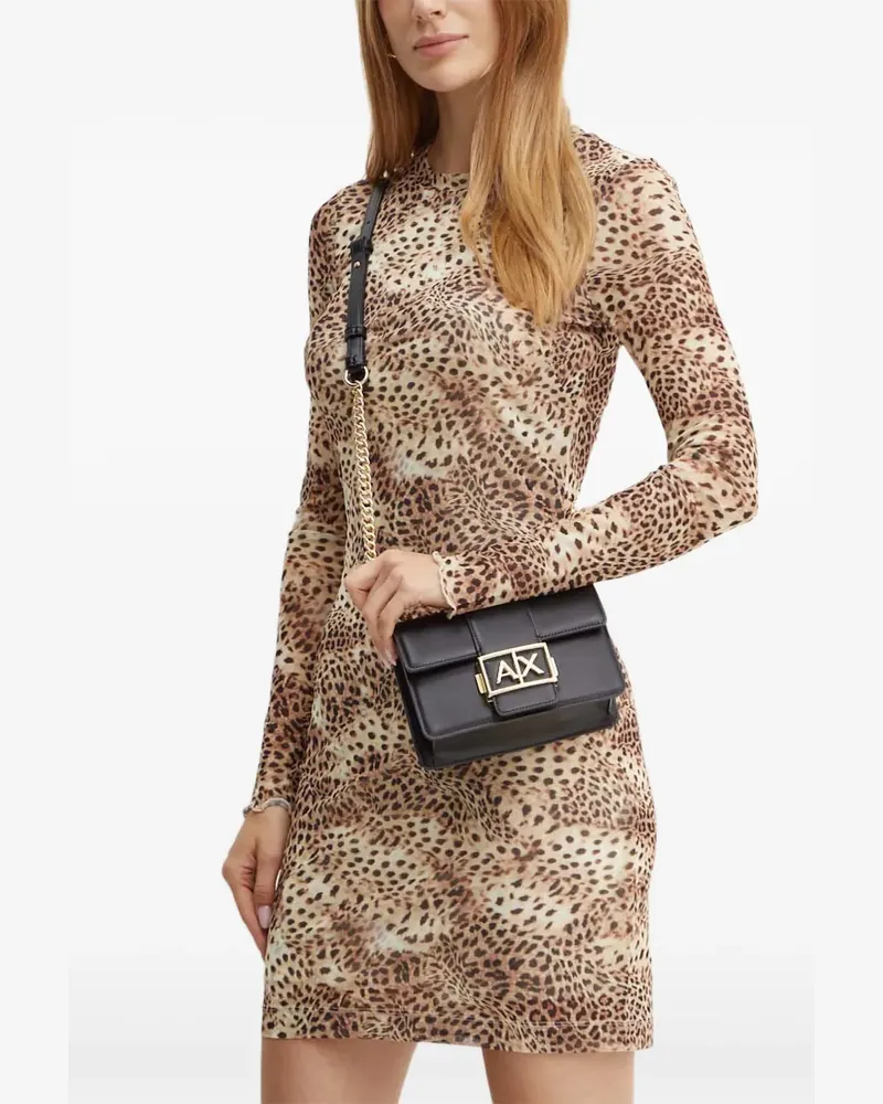 Guess leopard-print long-sleeve mini dress - Nude Nude