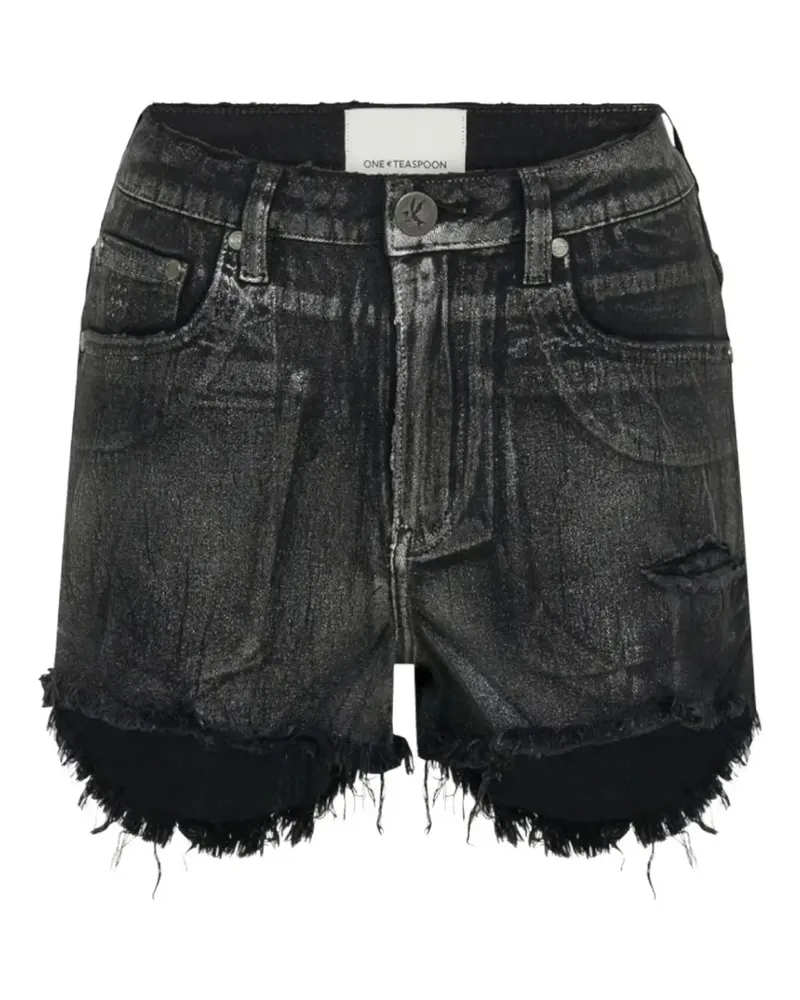 One Teaspoon Bonitas frayed denim short shorts - Schwarz Schwarz