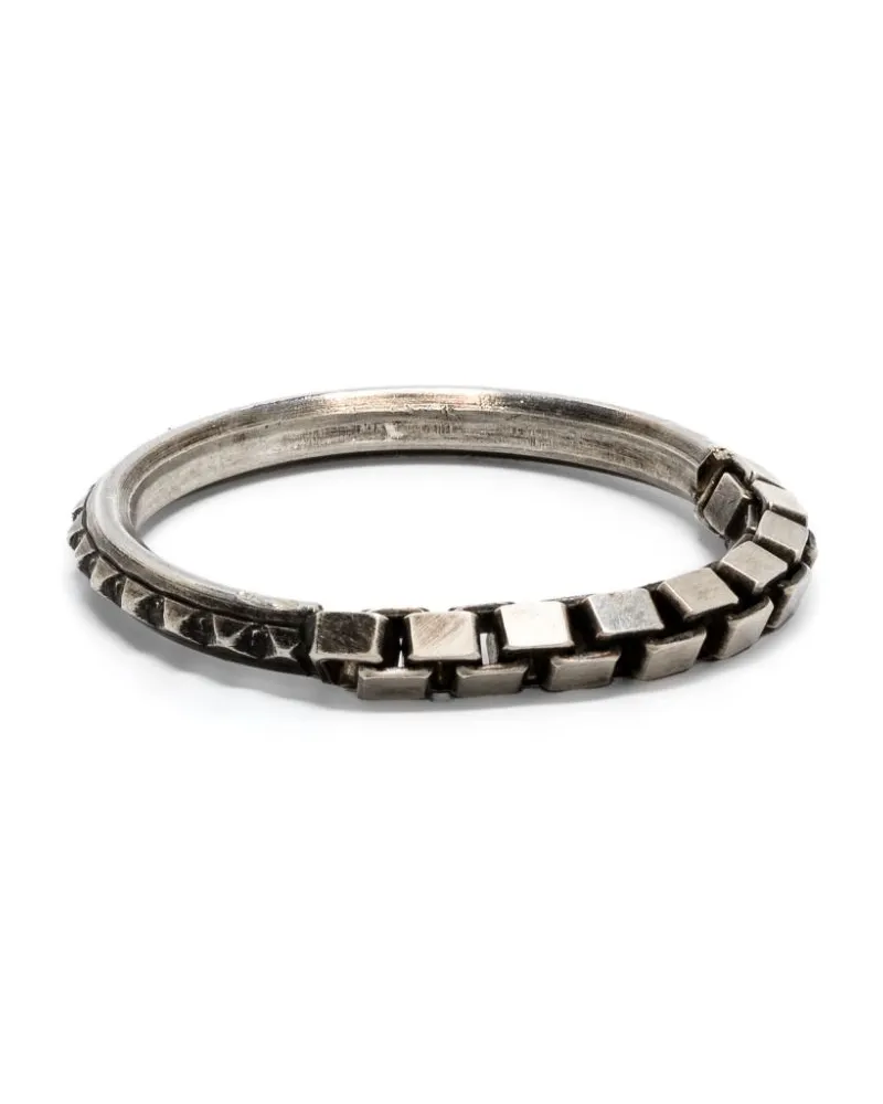 WERKSTATT:MÜNCHEN Box Ring mit Kettendetail - Silber Silber