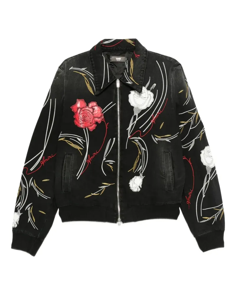 Amiri Jeansjacke mit Blumenstickerei - Schwarz Schwarz