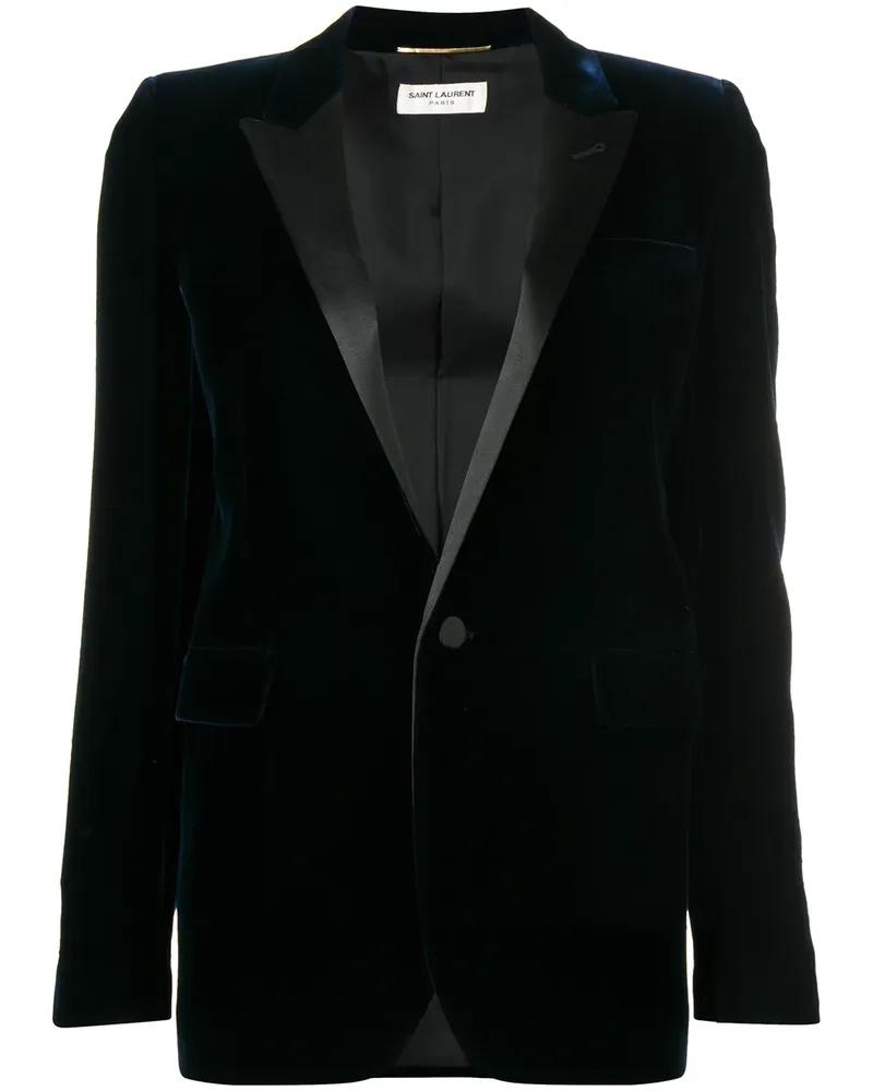 Saint Laurent velvet tuxedo jacket - Blau Blau