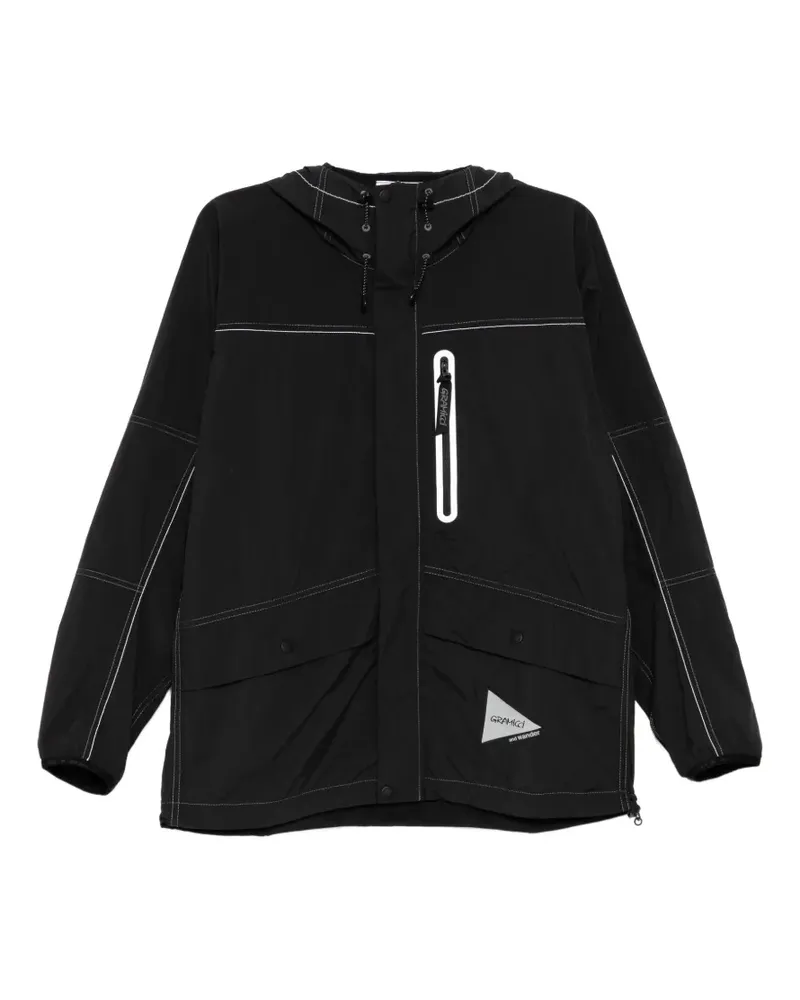 and wander contrast-stitched logo-patch jacket - Schwarz Schwarz