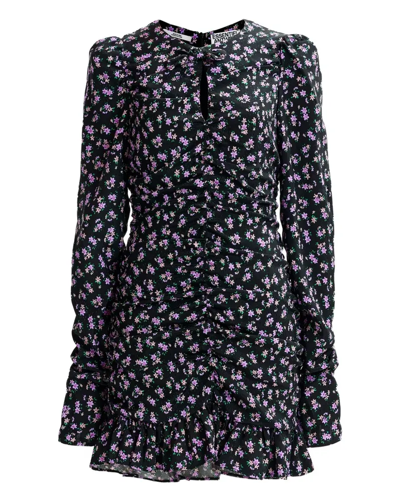 Essentiel Gerüschtes Minikleid mit Puffärmeln - Schwarz Schwarz