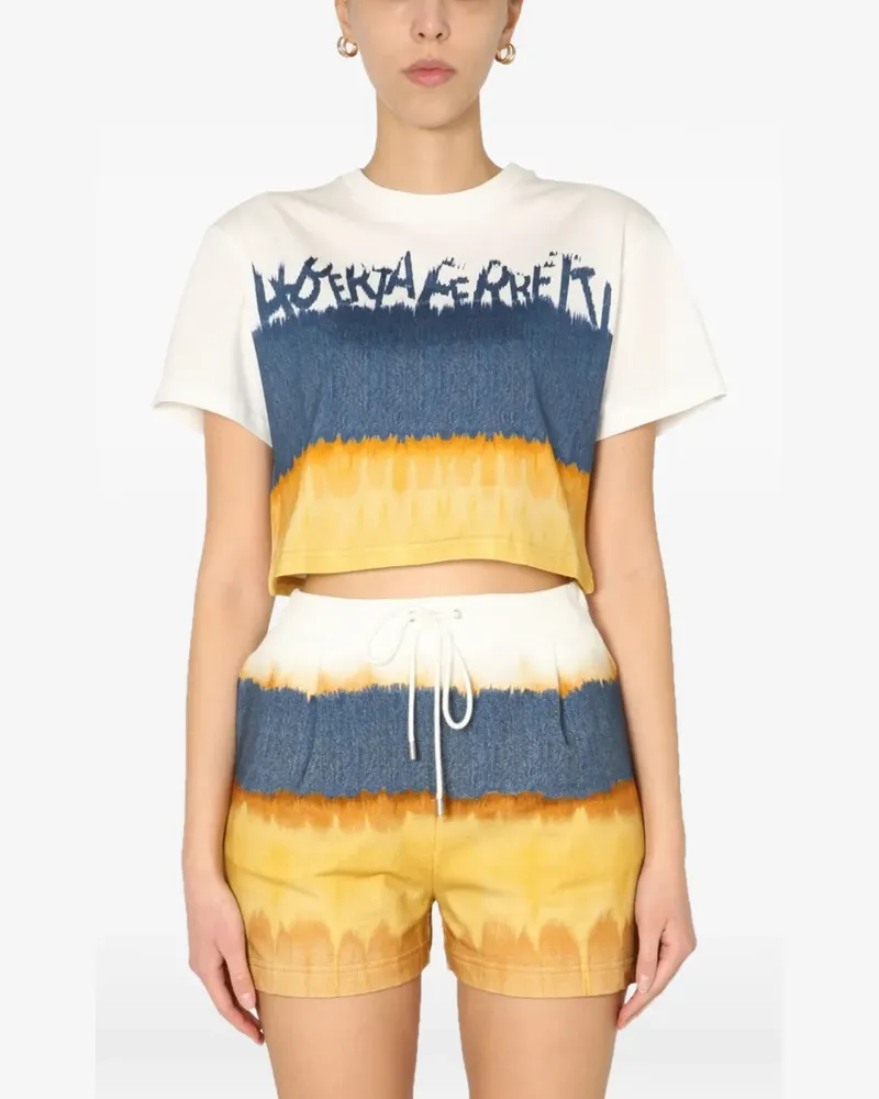 Alberta Ferretti Cropped-T-Shirt mit Print - Gelb Gelb