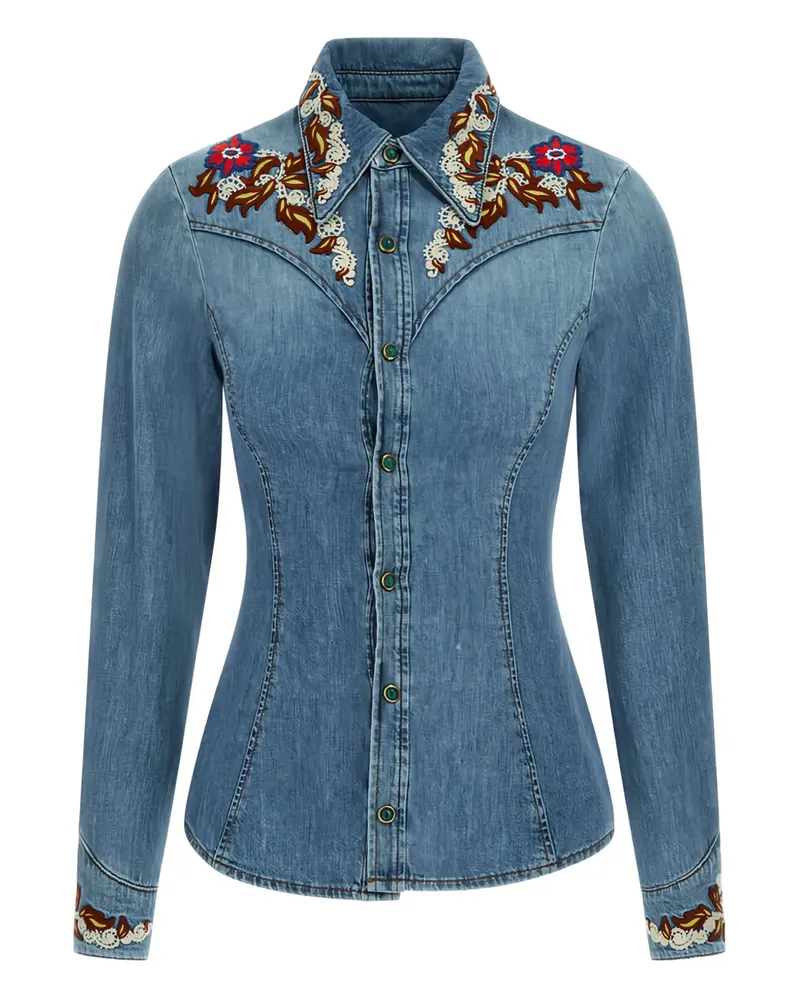Roberto Cavalli Jeanshemd mit Stickerei - 04564 BLUE 04564