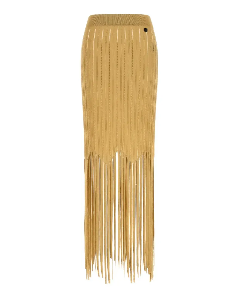 Balmain fringed midi skirt - Nude Nude