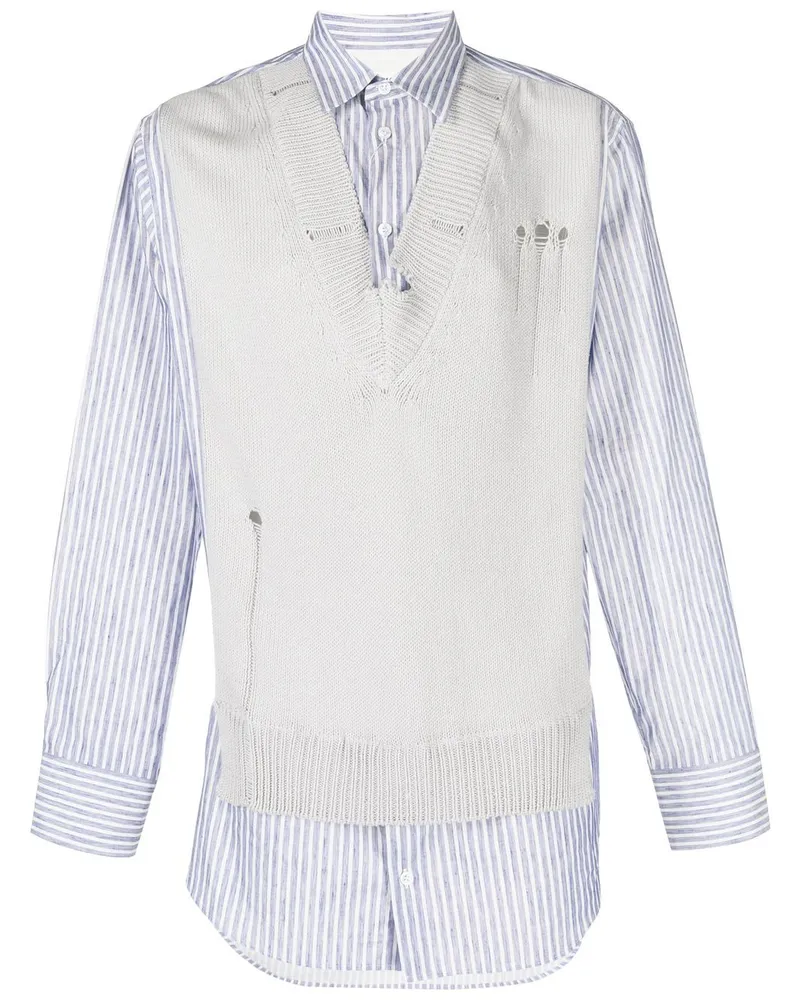 Maison Margiela Gestricktes Hemd im Destroyed-Look - Grau Grau