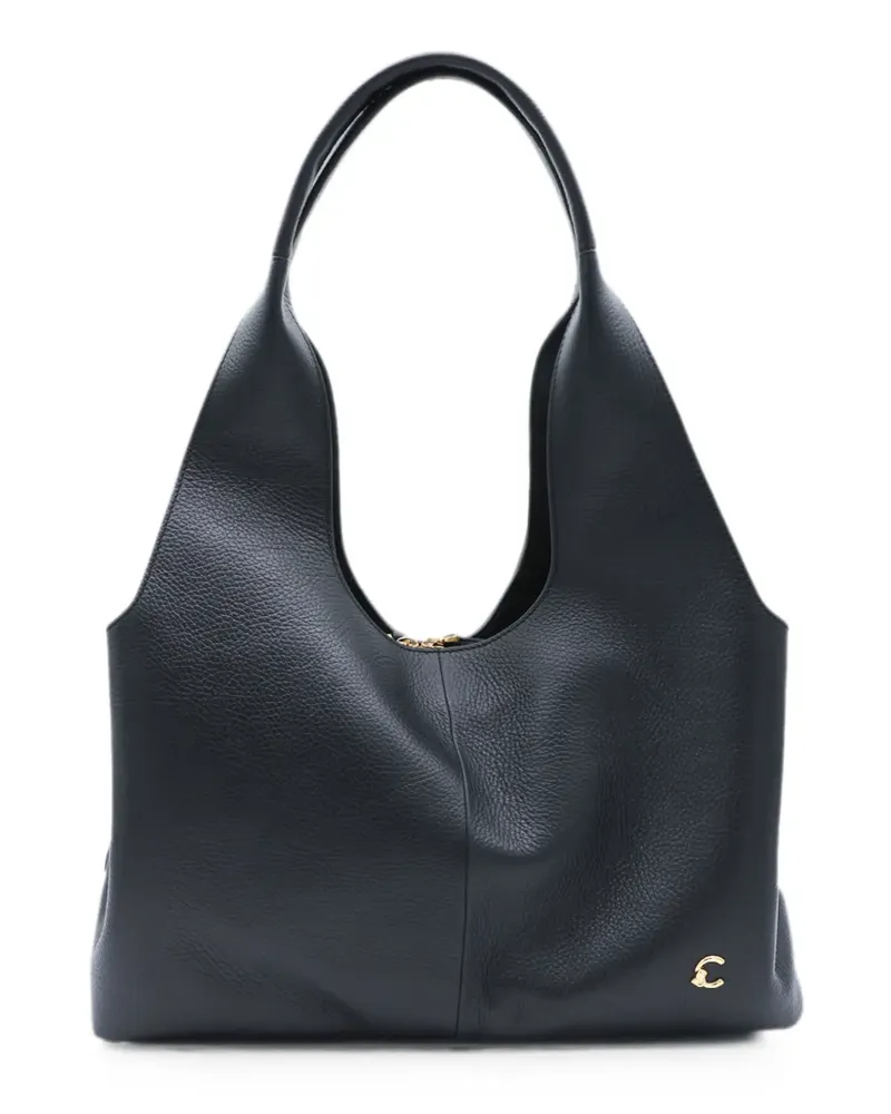 Coccinelle logo-plaque pebbled-leather tote bag - Schwarz Schwarz
