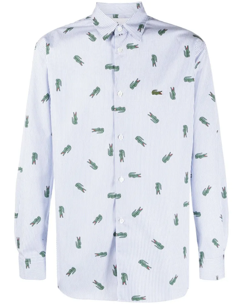 Comme des Garçons x Lacoste Gestreiftes Hemd mit Logo - Blau Blau
