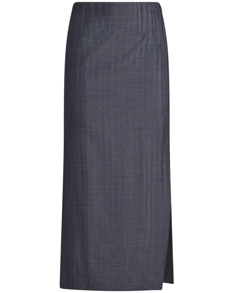 Etro Gestreifter Jacquard-Bleistiftrock aus Wolle - Blau Blau