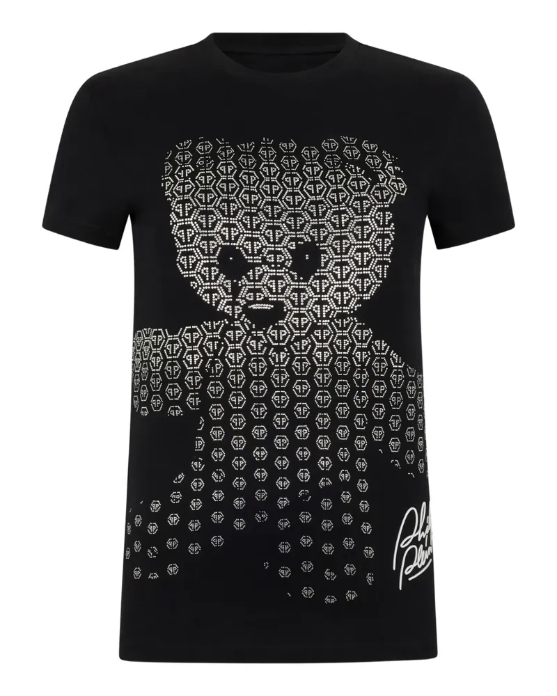 Philipp Plein T-Shirt mit Teddy-Logo - Schwarz Schwarz