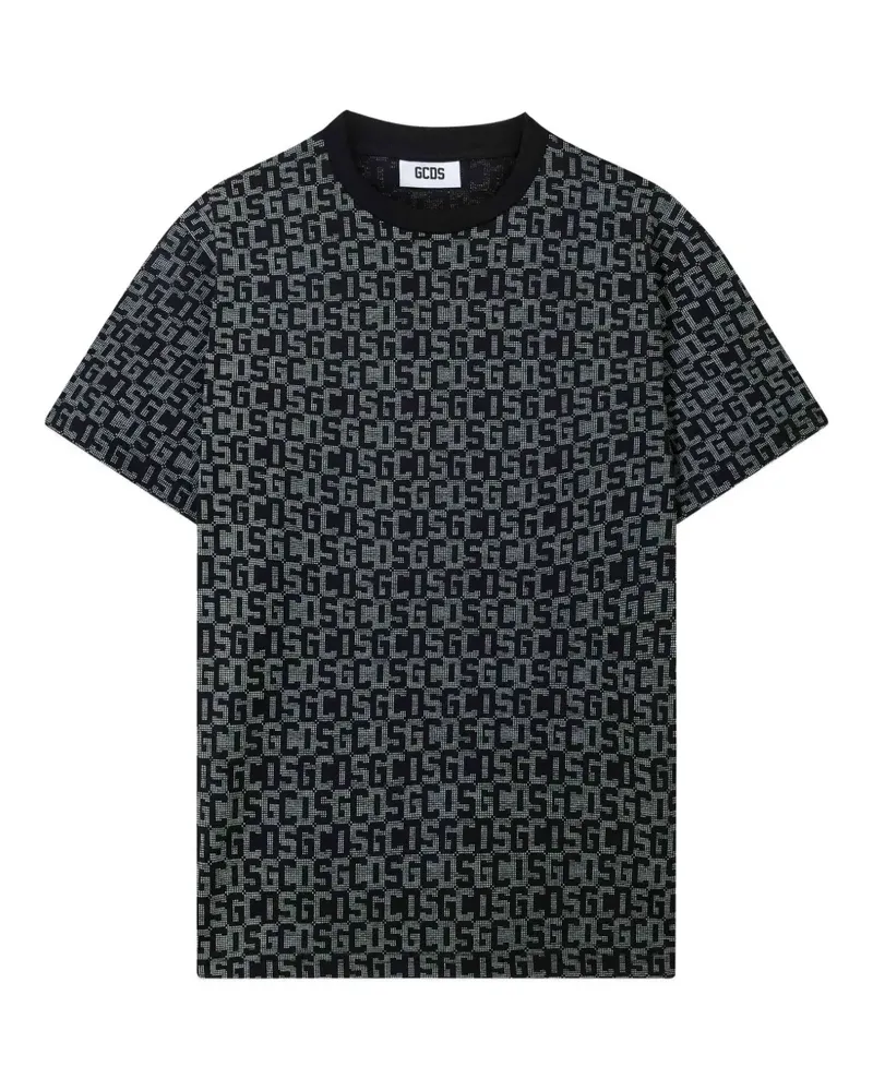 GCDS Oversized-T-Shirt mit Monogramm - Schwarz Schwarz