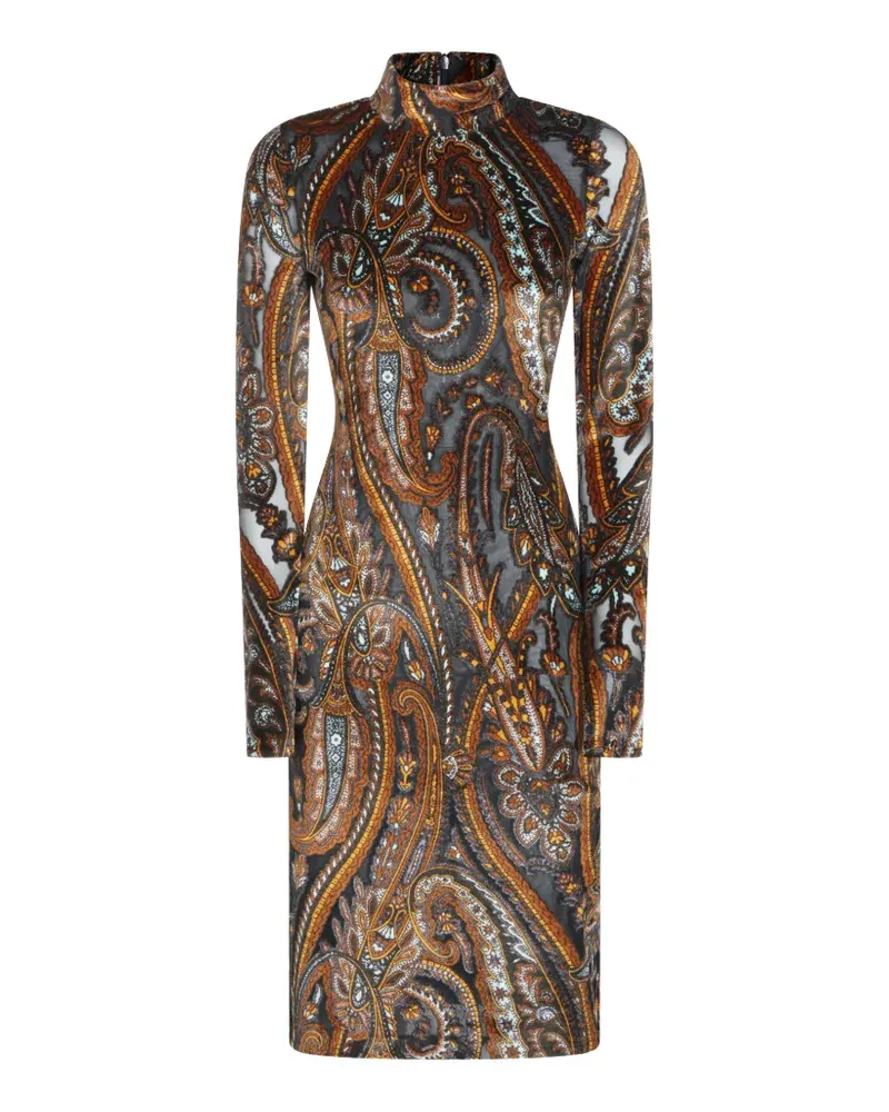 Etro Midikleid mit V-Ausschnitt - Schwarz Schwarz