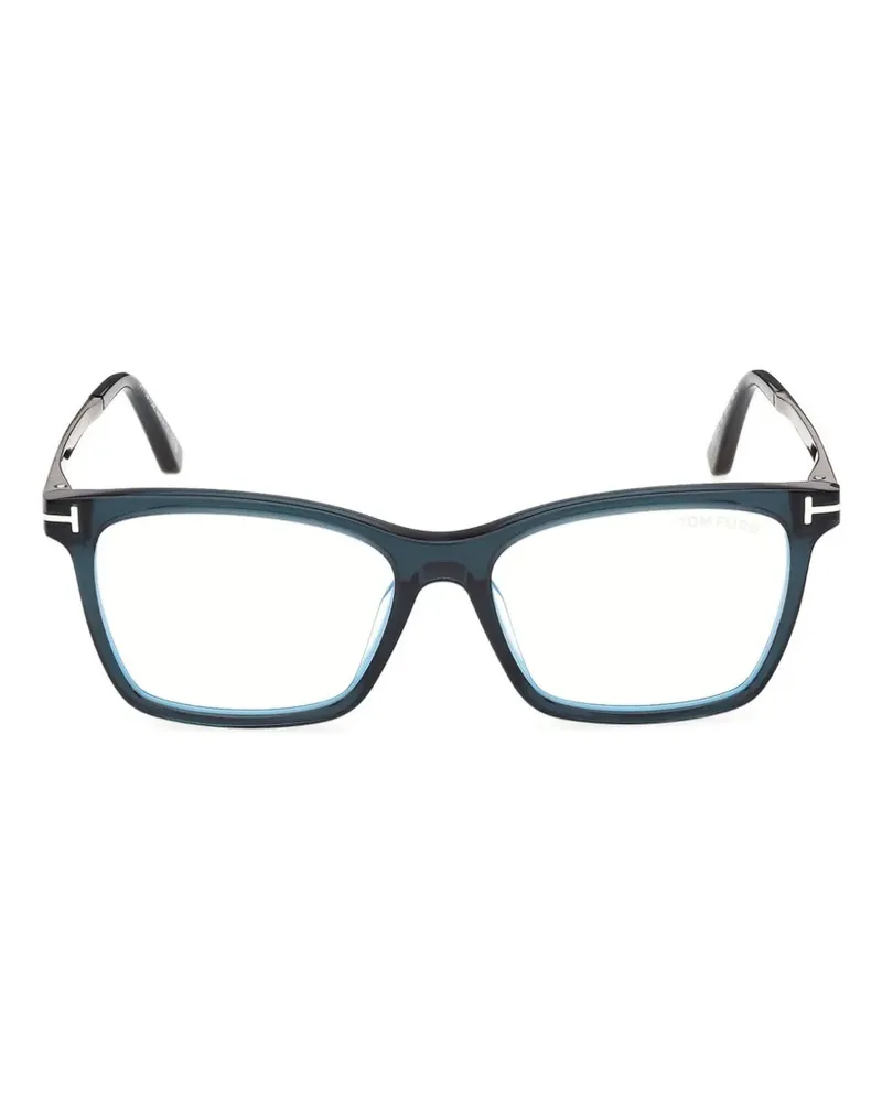 Tom Ford Eckige Brille mit T-Logo - Blau Blau