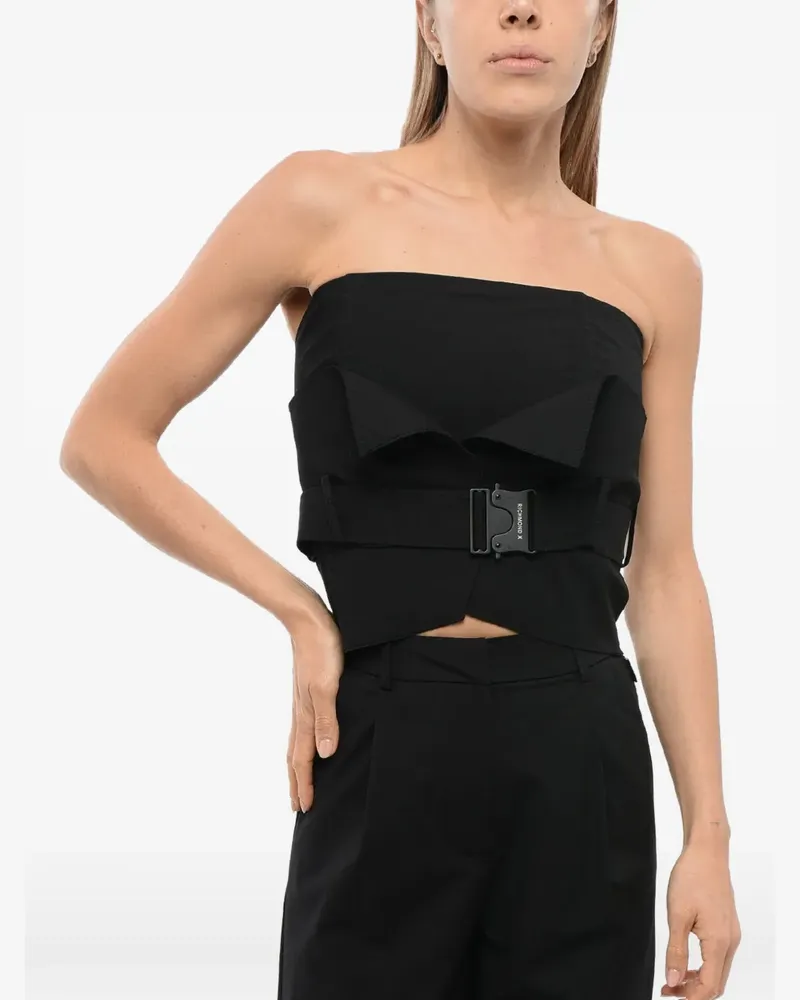 John Richmond belted strapless top - Schwarz Schwarz