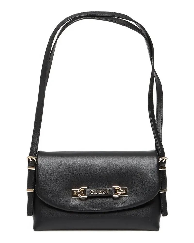 Guess Lefia Schultertasche mit Logo-Schild - Schwarz Schwarz