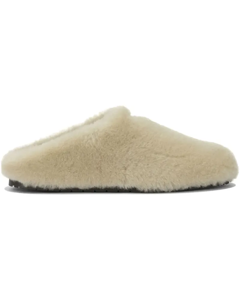 Prada Flache Mules mit Pelz - Nude Nude