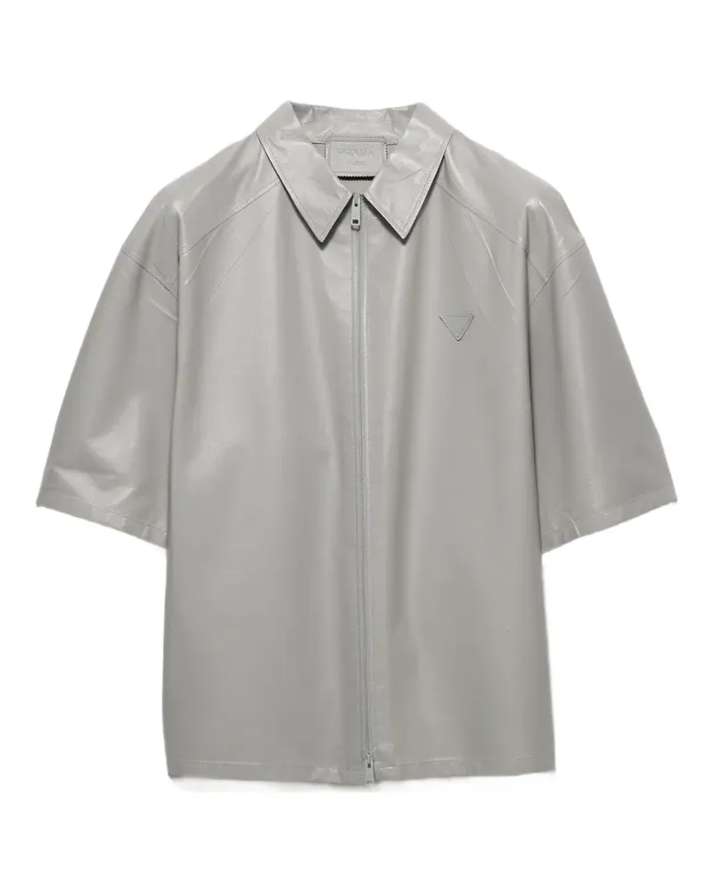 Prada short-sleeved nappa leather shirt - Grau Grau