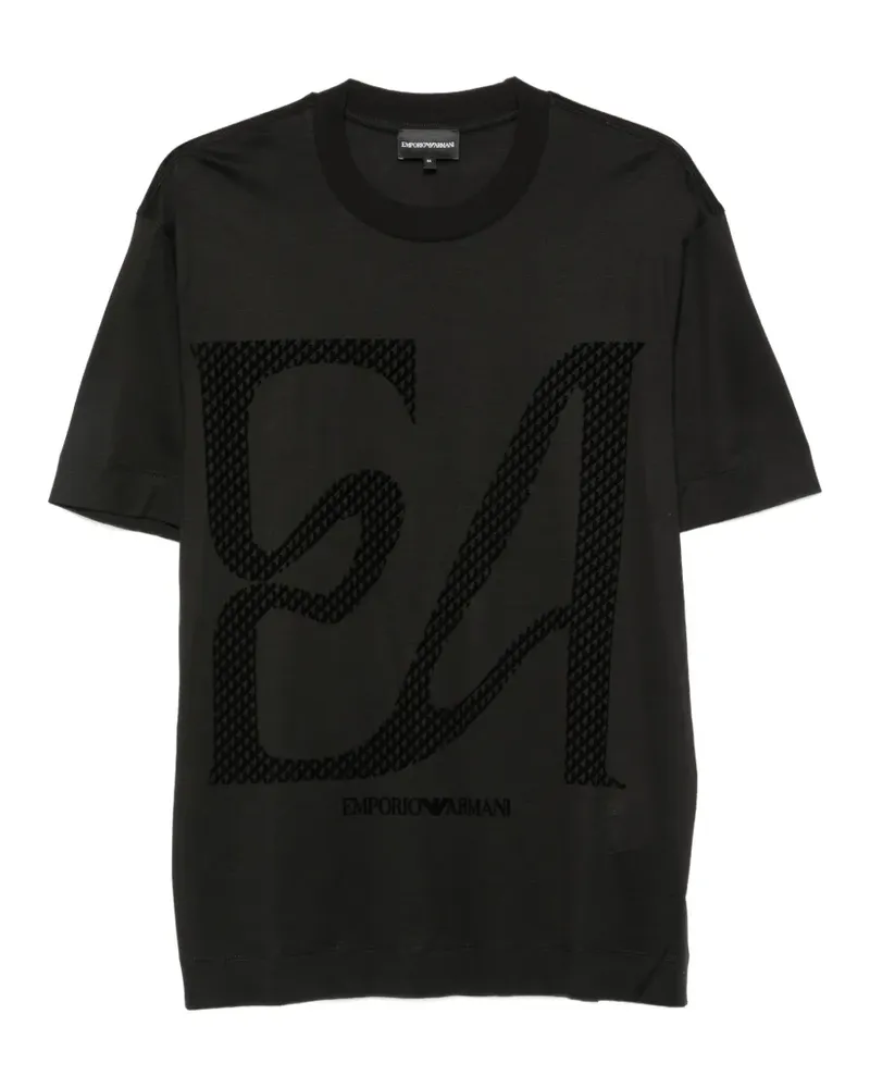 Emporio Armani Kurzärmeliges T-Shirt mit Logo-Print - Schwarz Schwarz