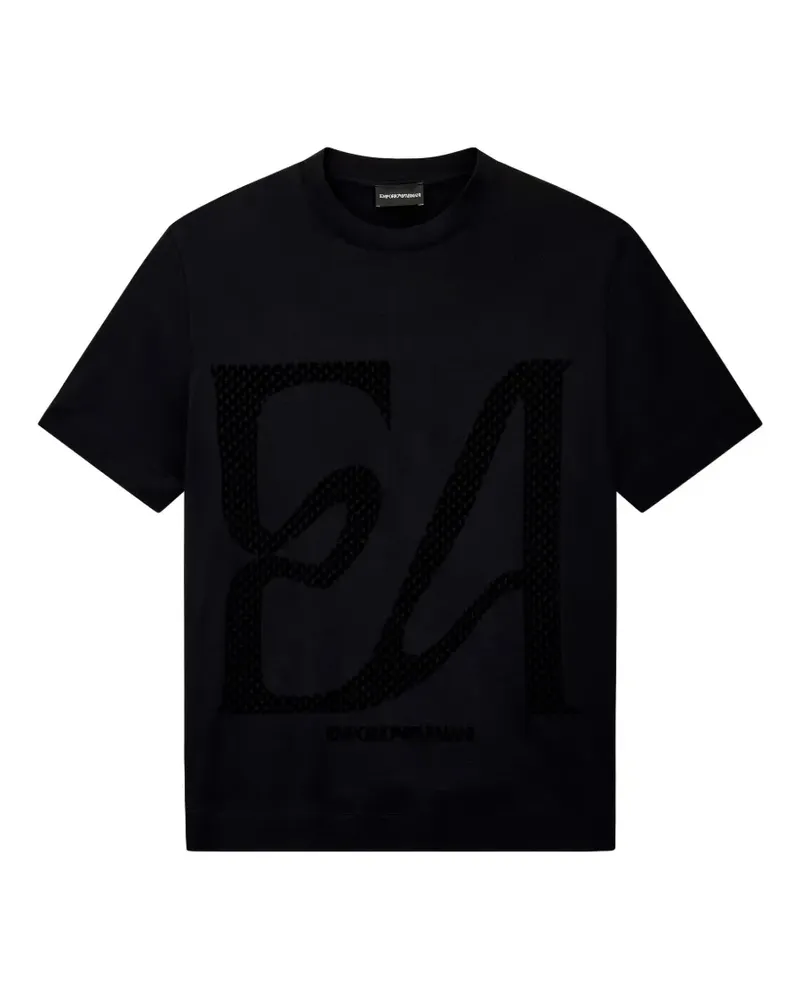 Emporio Armani Kurzärmeliges T-Shirt mit Logo-Print - Schwarz Schwarz